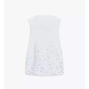 NWT Zara White Strapless Dress with Black Accents
